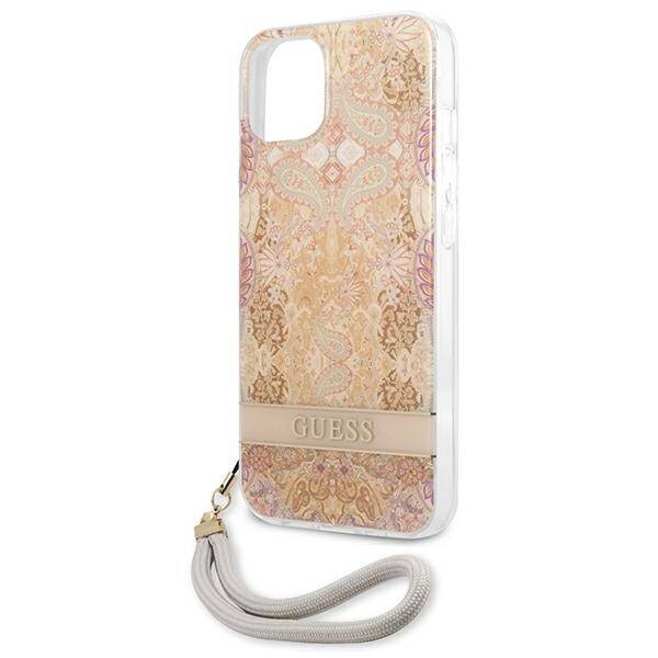 GUESS GUHCP13SHFLSD IPHONE 13 MINI 5,4" ZŁOTY/GOLD HARDCASE FLOWER STRAP