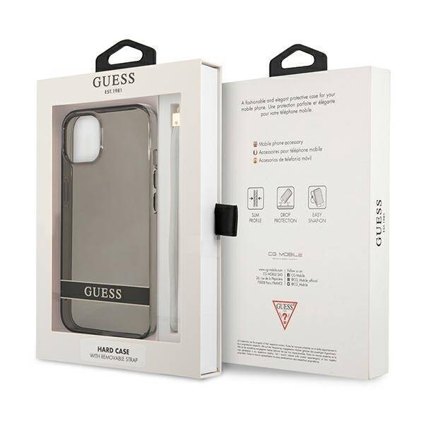 GUESS GUHCP13SHTSGSK IPHONE 13 MINI 5,4" CZARNY/BLACK HARDCASE TRANSLUCENT STRAP