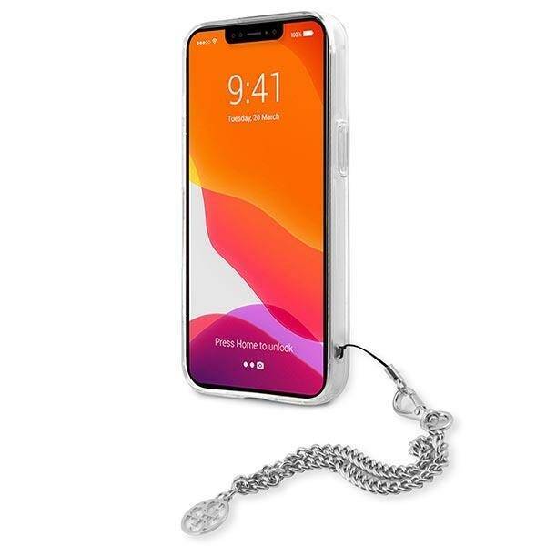 GUESS GUHCP13SKSPESI IPHONE 13 MINI 5,4" SREBRNY/SILVER HARDCASE PEONY CHAIN COLLECTION