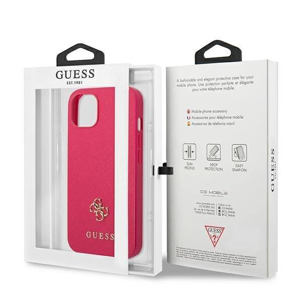 GUESS GUHCP13SPS4MF IPHONE 13 MINI 5,4" RÓŻOWY/PINK HARDCASE SAFFIANO 4G SMALL METAL LOGO