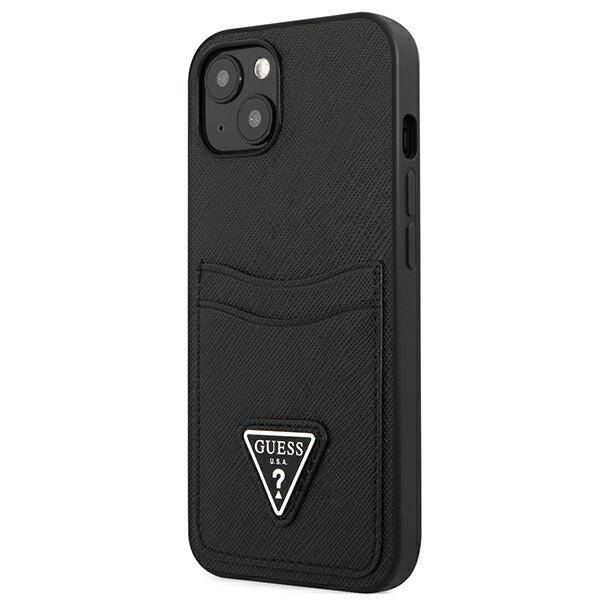 GUESS GUHCP13SPSATPK IPHONE 13 MINI 5,4" CZARNY/BLACK HARDCASE SAFFIANOTRIANGLE LOGO CARDSLOT