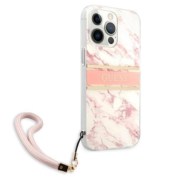 GUESS GUHCP13XKMABPI IPHONE 13 PRO MAX 6,7" RÓŻOWY/PINK HARDCASE MARBLE STRAP COLLECTION