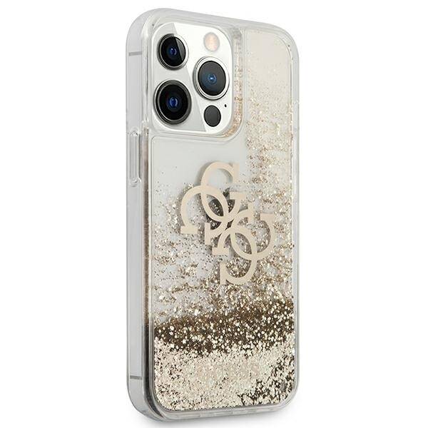 GUESS GUHCP13XLG4GGO IPHONE 13 PRO MAX 6,7" ZŁOTY/GOLD HARDCASE 4G BIG LIQUID GLITTER