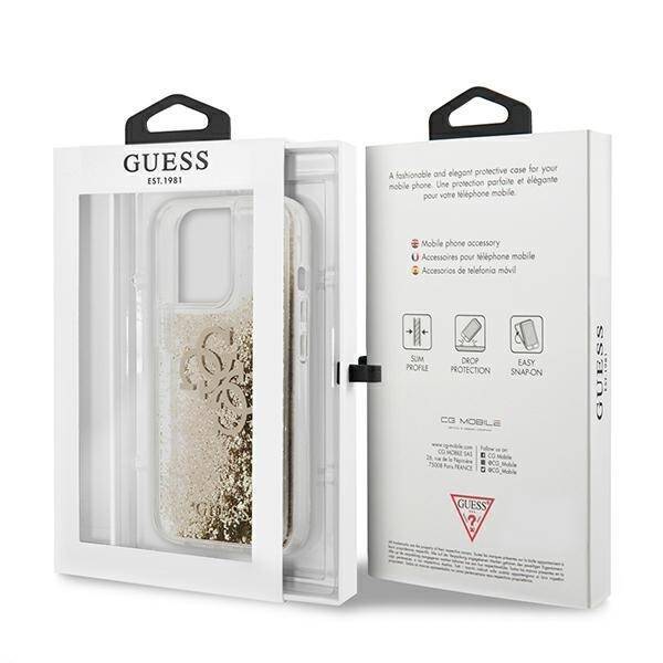 GUESS GUHCP13XLG4GGO IPHONE 13 PRO MAX 6,7" ZŁOTY/GOLD HARDCASE 4G BIG LIQUID GLITTER