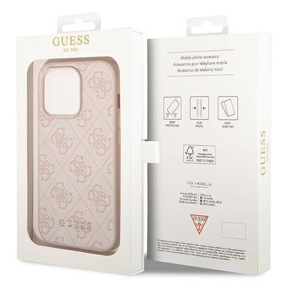 GUESS GUHCP14LG4GFPI IPHONE 14 PRO 6,1" RÓŻOWY/PINK HARD CASE 4G METAL GOLD LOGO