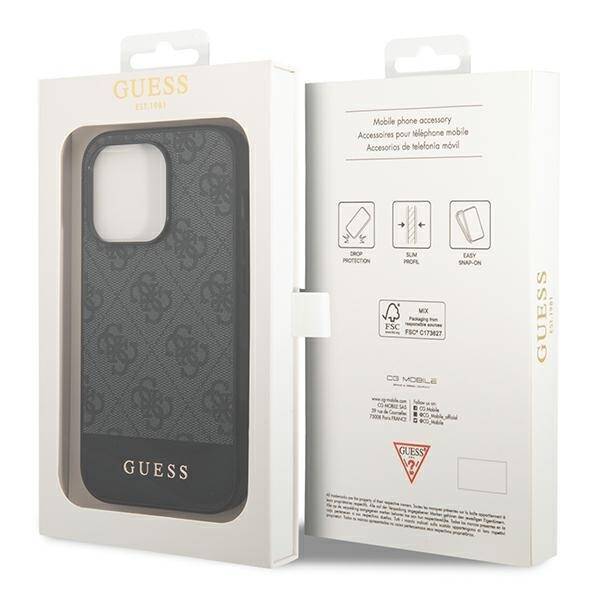 GUESS GUHCP14LG4GLGR IPHONE 14 PRO 6,1" SZARY/GREY HARD CASE 4G STRIPE COLLECTION