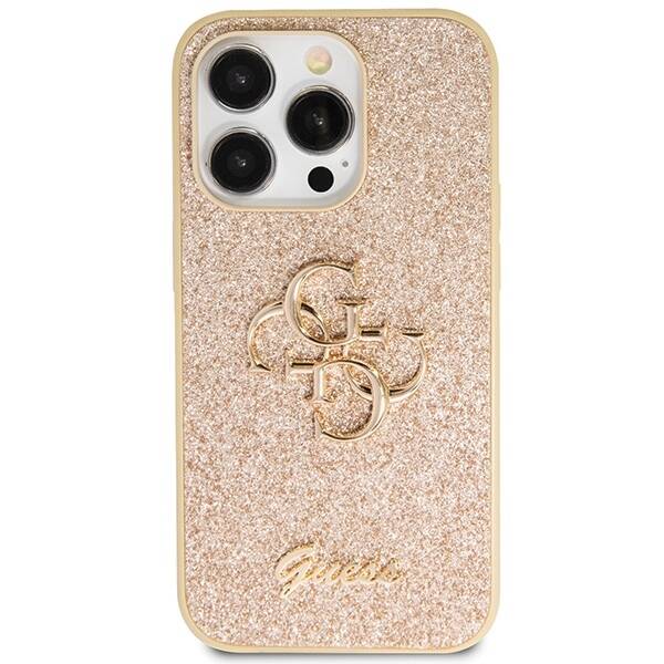 GUESS GUHCP14LHG4SGD IPHONE 14 PRO 6.1" ZŁOTY/GOLD HARDCASE GLITTER SCRIPT BIG 4G