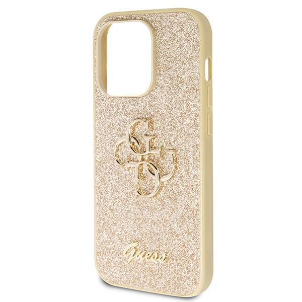 GUESS GUHCP14LHG4SGD IPHONE 14 PRO 6.1" ZŁOTY/GOLD HARDCASE GLITTER SCRIPT BIG 4G