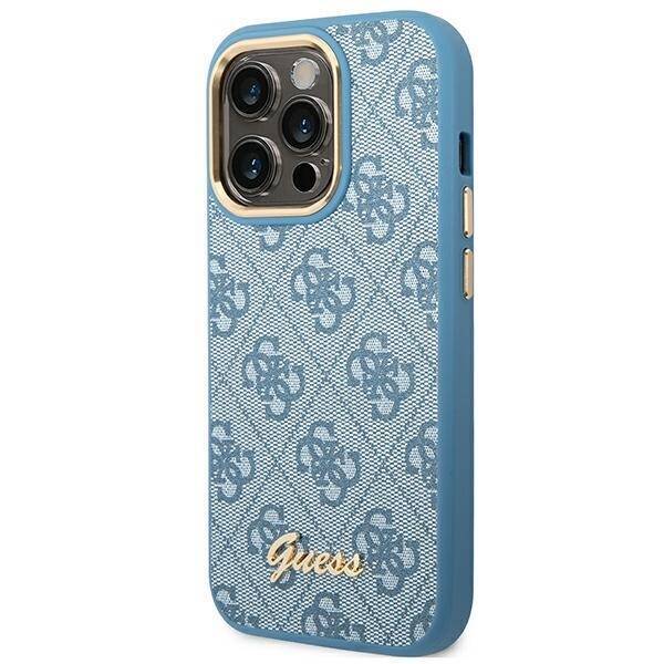 GUESS GUHCP14LHG4SHB IPHONE 14 PRO 6,1" NIEBIESKI/BLUE HARD CASE 4G VINTAGE GOLD LOGO