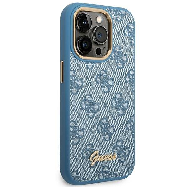 GUESS GUHCP14LHG4SHB IPHONE 14 PRO 6,1" NIEBIESKI/BLUE HARD CASE 4G VINTAGE GOLD LOGO