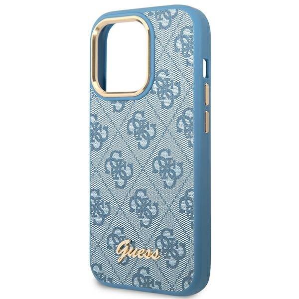 GUESS GUHCP14LHG4SHB IPHONE 14 PRO 6,1" NIEBIESKI/BLUE HARD CASE 4G VINTAGE GOLD LOGO