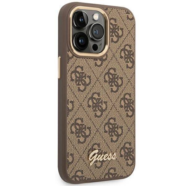 GUESS GUHCP14LHG4SHW IPHONE 14 PRO 6,1" BRĄZOWY/BROWN HARD CASE 4G VINTAGE GOLD LOGO