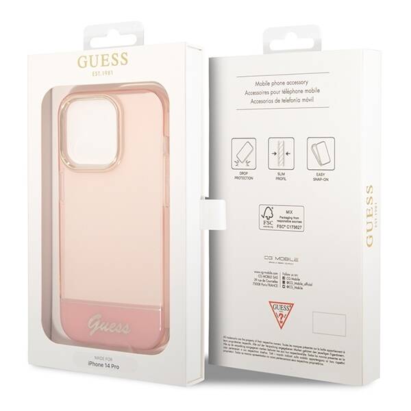 GUESS GUHCP14LHGCOP IPHONE 14 PRO 6,1" RÓŻOWY/PINK HARDCASE TRANSLUCENT