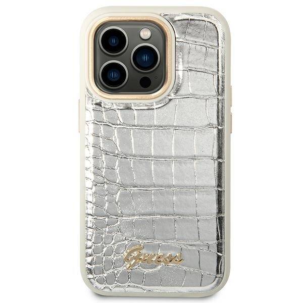 GUESS GUHCP14LHGCRHS IPHONE 14 PRO 6,1" SREBRNY/SILVER HARDCASE CROCO COLLECTION