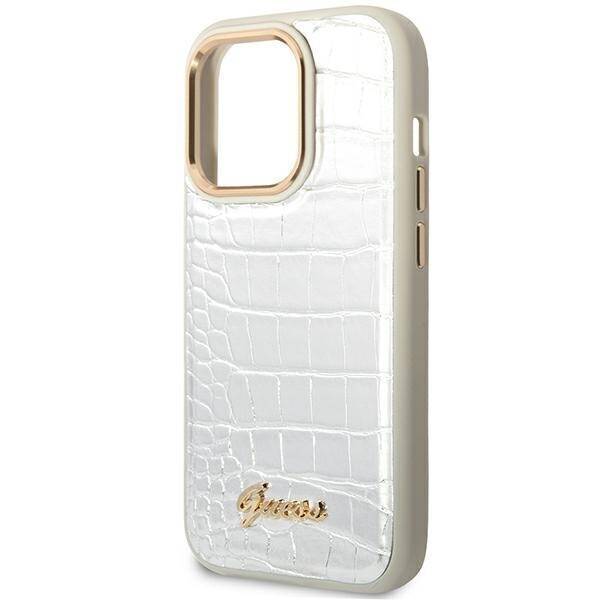 GUESS GUHCP14LHGCRHS IPHONE 14 PRO 6,1" SREBRNY/SILVER HARDCASE CROCO COLLECTION