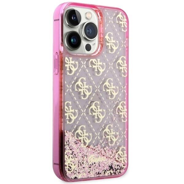 GUESS GUHCP14LLC4PSGP IPHONE 14 PRO 6.1" RÓŻOWY/PINK HARDCASE LIQUID GLITTER 4G TRANSCULENT