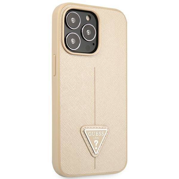 GUESS GUHCP14LPSATLE IPHONE 14 PRO 6,1" BEŻOWY/BEIGE HARDCASE SAFFIANOTRIANGLE LOGO