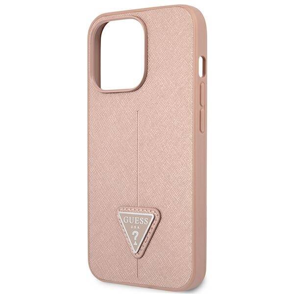 GUESS GUHCP14LPSATLP IPHONE 14 PRO 6,1" RÓŻOWY/PINK HARDCASE SAFFIANOTRIANGLE LOGO