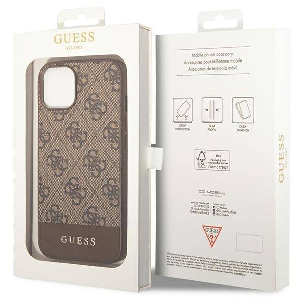 GUESS GUHCP14MG4GLBR IPHONE 14 PLUS / 15 PLUS 6.7" BRĄZOWY/BROWN HARD CASE 4G STRIPE COLLECTION