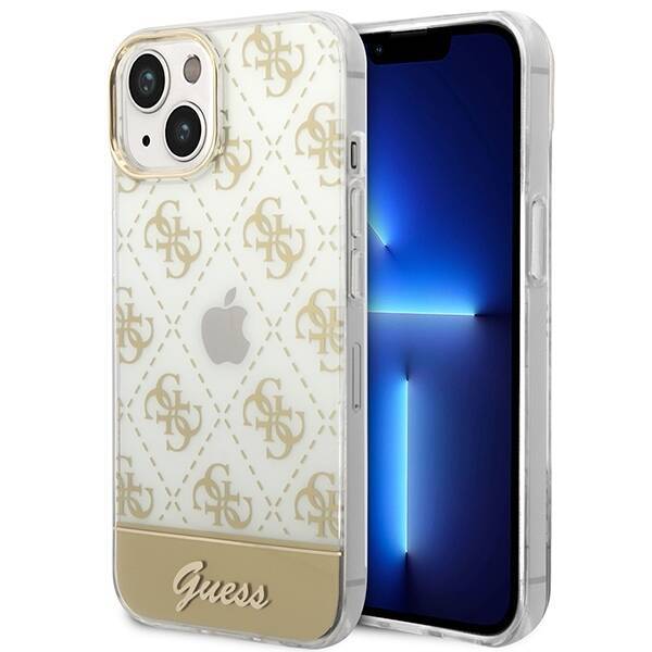 GUESS GUHCP14MHG4MHG IPHONE 14 PLUS / 15 PLUS 6.7" ZŁOTY/GOLD HARDCASE 4G PATTERN SCRIPT