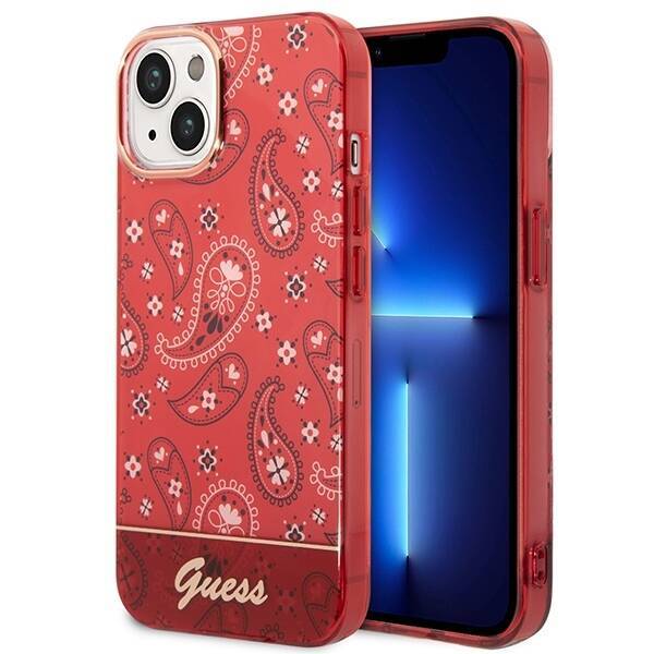 GUESS GUHCP14MHGBNHR IPHONE 14 PLUS / 15 PLUS 6.7" CZERWONY/RED HARDCASE BANDANA PAISLEY