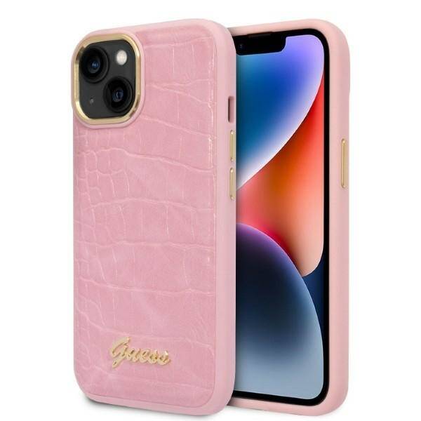 GUESS GUHCP14MHGCRHP IPHONE 14 PLUS / 15 PLUS 6.7" RÓŻOWY/PINK HARDCASE CROCO COLLECTION