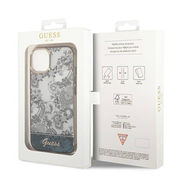 GUESS GUHCP14MHGPLHG IPHONE 14 PLUS / 15 PLUS 6.7" SZARY/GREY HARDCASE PORCELAIN COLLECTION