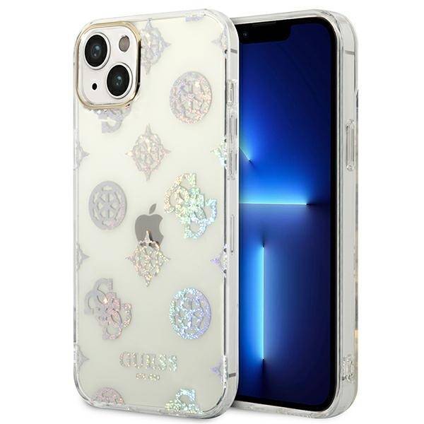 GUESS GUHCP14MHTPPTH IPHONE 14 PLUS / 15 PLUS 6.7" PRZEZROCZYSTY/TRANSPARENT HARD CASE PEONY GLITTER