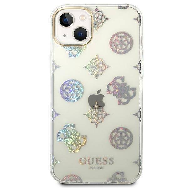 GUESS GUHCP14MHTPPTH IPHONE 14 PLUS / 15 PLUS 6.7" PRZEZROCZYSTY/TRANSPARENT HARD CASE PEONY GLITTER