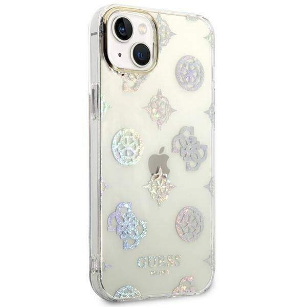 GUESS GUHCP14MHTPPTH IPHONE 14 PLUS / 15 PLUS 6.7" PRZEZROCZYSTY/TRANSPARENT HARD CASE PEONY GLITTER