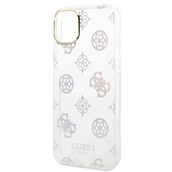 GUESS GUHCP14MHTPPTH IPHONE 14 PLUS / 15 PLUS 6.7" PRZEZROCZYSTY/TRANSPARENT HARD CASE PEONY GLITTER