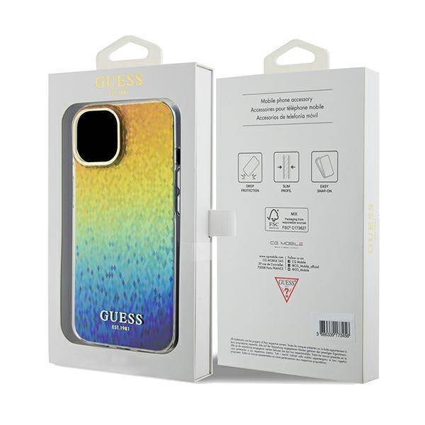 GUESS GUHCP14SHDECMI IPHONE 14 / 15 / 13 6.1" WIELOKOLOROWY HARDCASE IML FACETED MIRROR DISCO IRIDESCENT