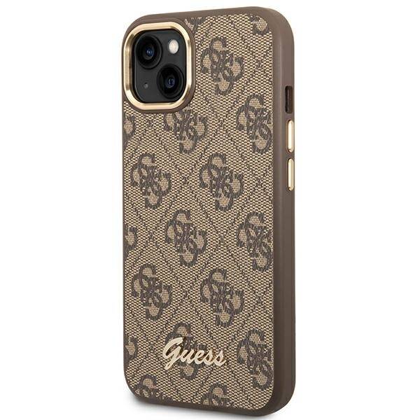 GUESS GUHCP14SHG4SHW IPHONE 14 / 15 / 13 6.1" BRĄZOWY/BROWN HARD CASE 4G VINTAGE GOLD LOGO