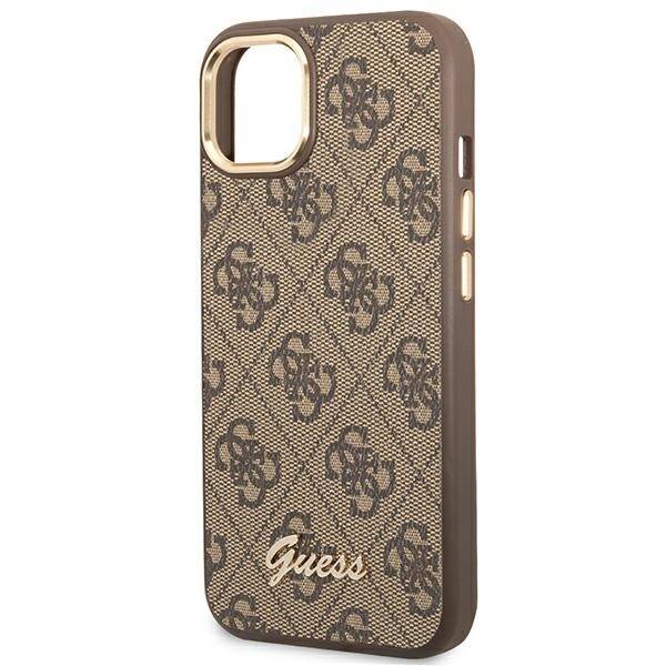 GUESS GUHCP14SHG4SHW IPHONE 14 / 15 / 13 6.1" BRĄZOWY/BROWN HARD CASE 4G VINTAGE GOLD LOGO