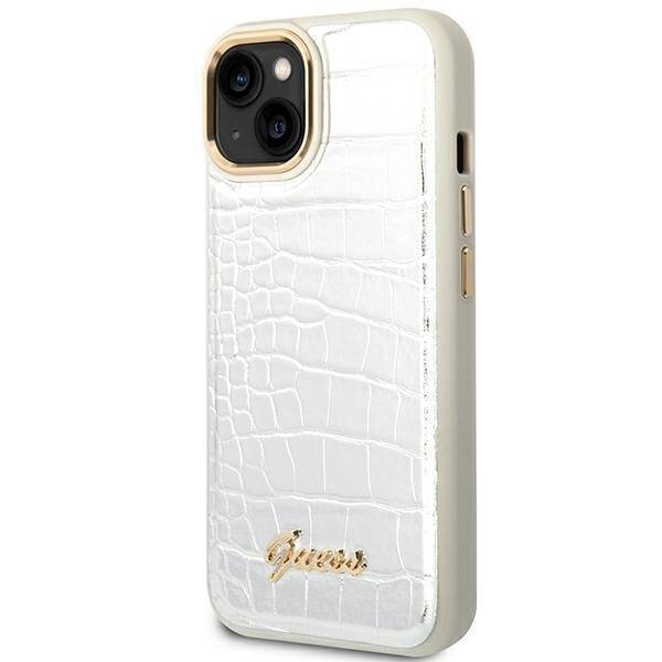 GUESS GUHCP14SHGCRHS IPHONE 14 / 15 / 13 6.1" SREBRNY/SILVER HARDCASE CROCO COLLECTION