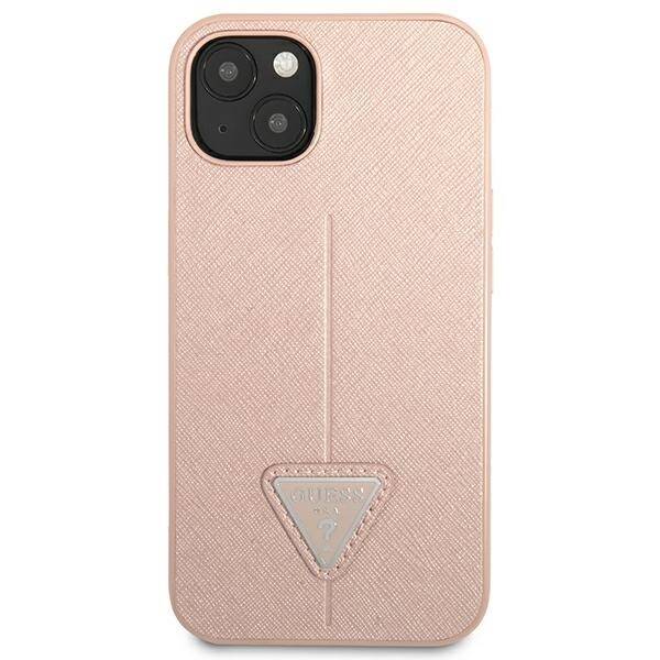 GUESS GUHCP14SPSATLP IPHONE 14 / 15 / 13 6.1" RÓŻOWY/PINK HARDCASE SAFFIANOTRIANGLE LOGO