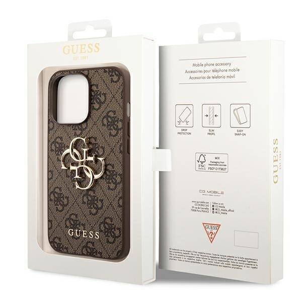 GUESS GUHCP14X4GMGBR IPHONE 14 PRO MAX 6,7" BRĄZOWY/BROWN HARDCASE 4G BIG METAL LOGO