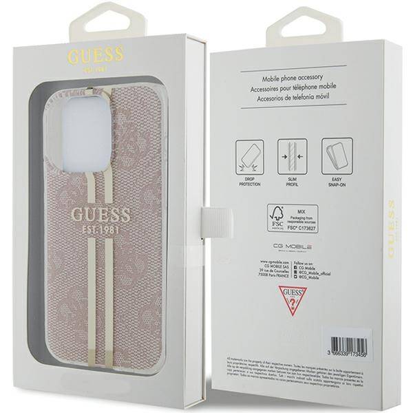 GUESS GUHCP14XH4PSEGP IPHONE 14 PRO MAX 6.7" RÓŻOWY/PINK HARDCASE IML 4G GOLD STRIPE