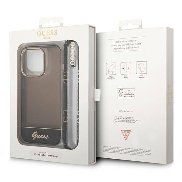 GUESS GUHCP14XHGCOHK IPHONE 14 PRO MAX 6,7" CZARNY/BLACK HARDCASE TRANSLUCENT PEARL STRAP