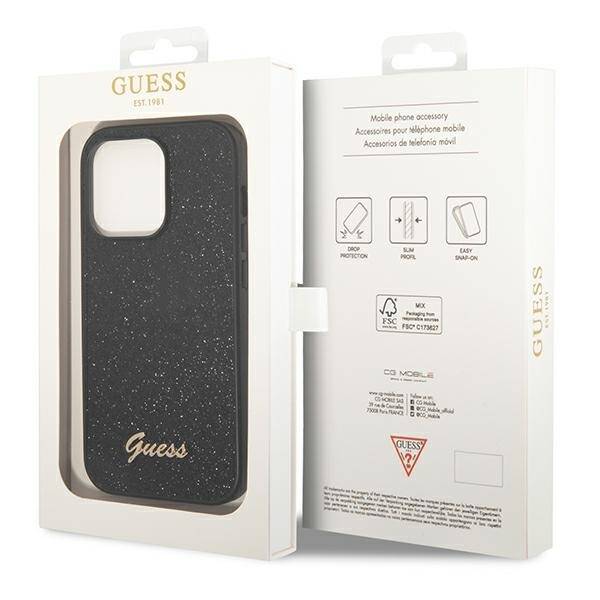 GUESS GUHCP14XHGGSHK IPHONE 14 PRO MAX 6,7" CZARNY/BLACK HARD CASE GLITTER SCRIPT