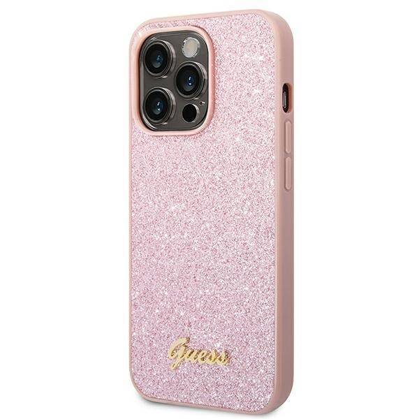 GUESS GUHCP14XHGGSHP IPHONE 14 PRO MAX 6,7" RÓŻOWY/PINK HARD CASE GLITTER SCRIPT