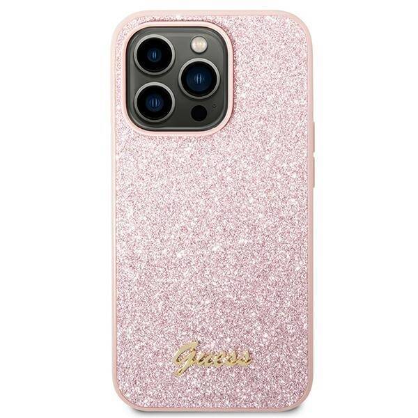 GUESS GUHCP14XHGGSHP IPHONE 14 PRO MAX 6,7" RÓŻOWY/PINK HARD CASE GLITTER SCRIPT