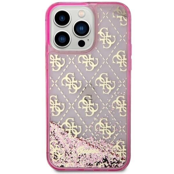 GUESS GUHCP14XLC4PSGP IPHONE 14 PRO MAX 6.7" RÓŻOWY/PINK HARDCASE LIQUID GLITTER 4G TRANSCULENT