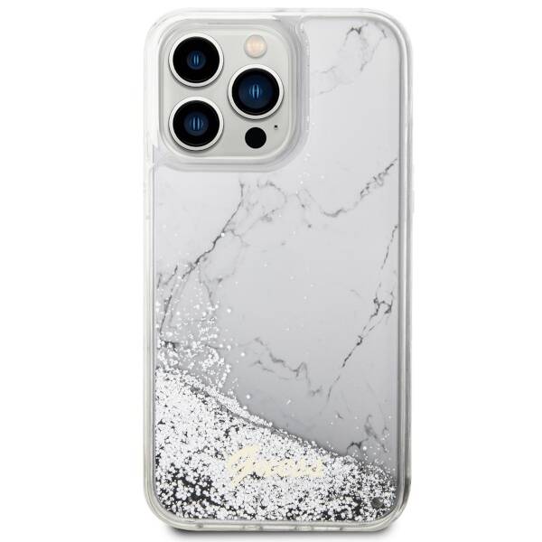 GUESS GUHCP14XLCSGSGH IPHONE 14 PRO MAX 6.7" BIAŁY/WHITE HARDCASE LIQUID GLITTER MARBLE