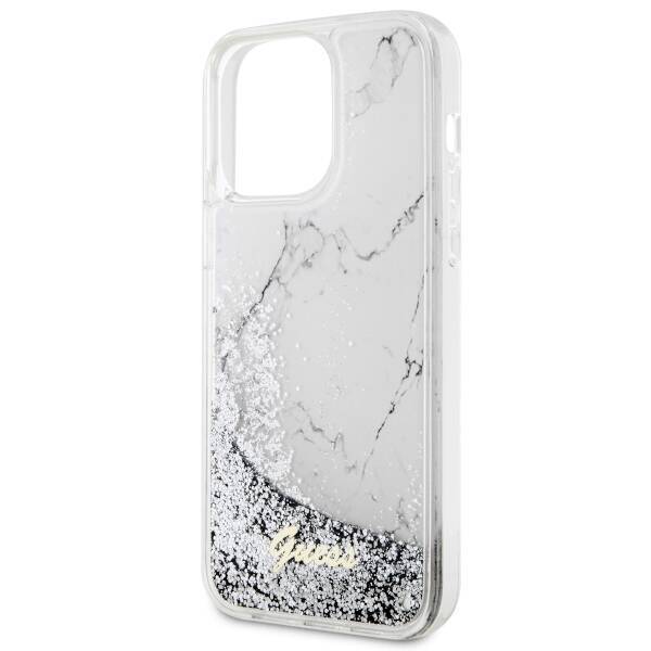 GUESS GUHCP14XLCSGSGH IPHONE 14 PRO MAX 6.7" BIAŁY/WHITE HARDCASE LIQUID GLITTER MARBLE