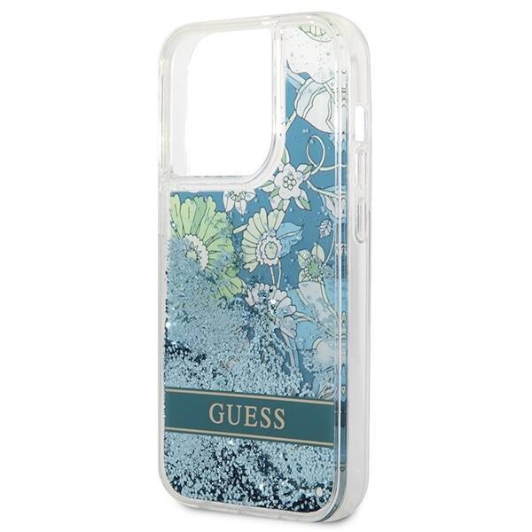 GUESS GUHCP14XLFLSN IPHONE 14 PRO MAX 6,7" ZIELONY/GREEN HARDCASE FLOWER LIQUID GLITTER