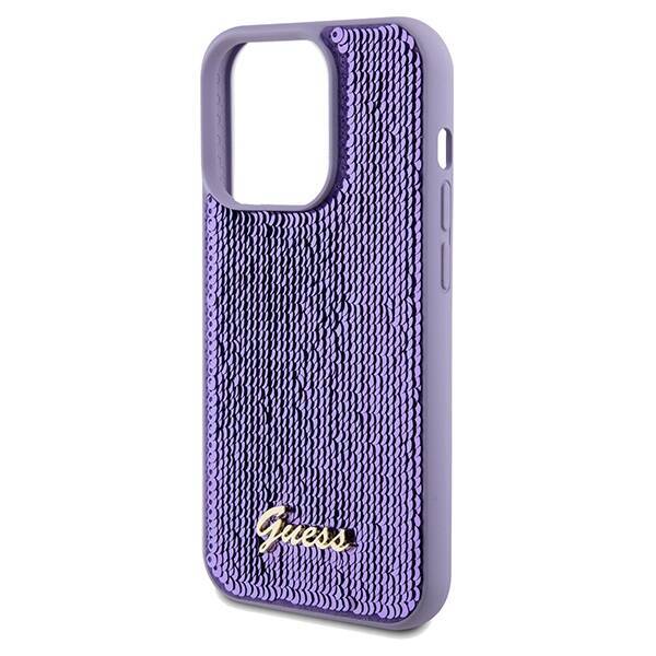 GUESS GUHCP14XPSFDGSU IPHONE 14 PRO MAX 6.7" FIOLETOWY/PURPLE HARDCASE SEQUIN SCRIPT METAL