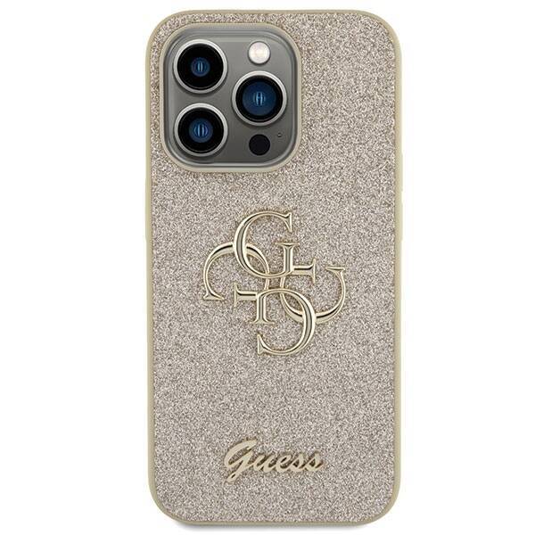 GUESS GUHCP15LHG4SGD IPHONE 15 PRO 6.1" ZŁOTY/GOLD HARDCASE GLITTER SCRIPT BIG 4G