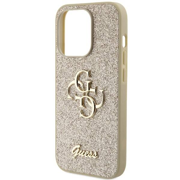 GUESS GUHCP15LHG4SGD IPHONE 15 PRO 6.1" ZŁOTY/GOLD HARDCASE GLITTER SCRIPT BIG 4G