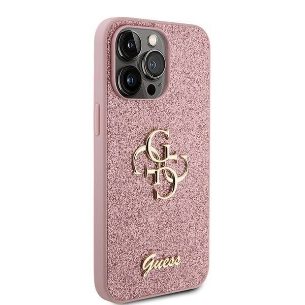 GUESS GUHCP15LHG4SGP IPHONE 15 PRO 6.1" RÓŻOWY/PINK HARDCASE GLITTER SCRIPT BIG 4G